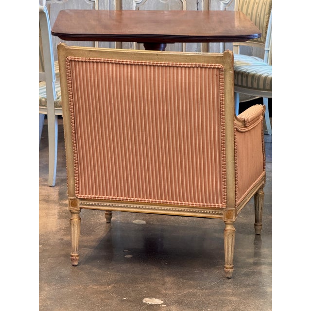 1950s Pair of Carved & Giltwood Bergeres With Striped Upholstery For Sale - Image 9 of 9