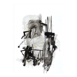 Contemporary Abstract Acrylic, Ink and Colored Pencil on Polypropylene Paper Painting "Oscillating Resonance" by Adrienn Krahl For Sale