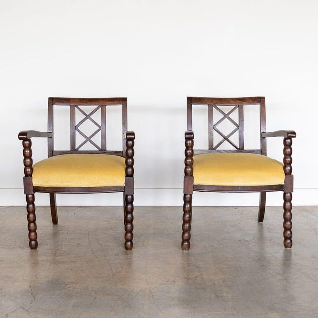 French 1940s French Wood Armchair For Sale - Image 3 of 11