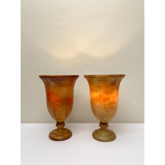 1970s Spanish Alabaster Vase-Shaped Table Lamps, 1970s, Set of 2 For Sale - Image 5 of 13