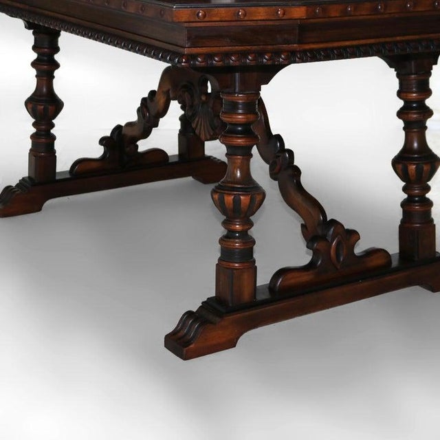Antique Berkey and Gay Kittinger School Carved Walnut Trestle Table C1930 For Sale - Image 15 of 18
