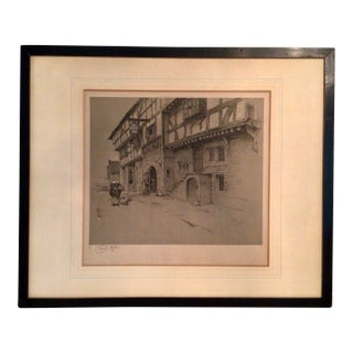 Framed Signed Colored Lithograph of the George Inn, Norton St. Philip by British Artist Cecil Aldin. For Sale