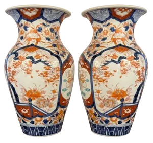 Large Antique Japanese Imari Vases, 1900s, Set of 2