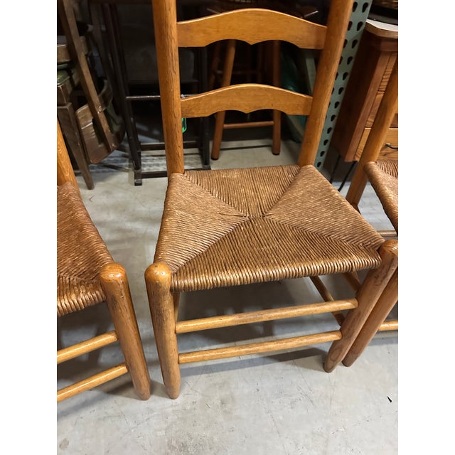 1970s 1970s Collection of Farmhouse Style Wooden Ladder Back Chairs For Sale - Image 5 of 8