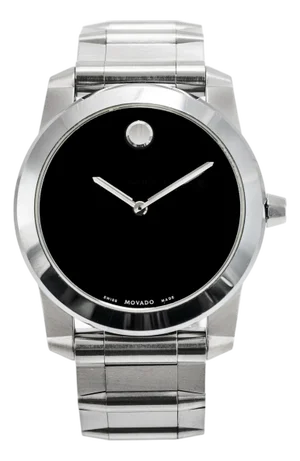 Movado Vizio 34mm 0605808 Black Onyx Stainless Steel Quartz Watch