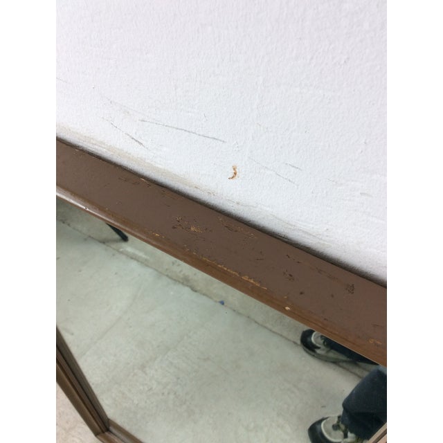 Mid Century Modern Long Rectangular Wall Mirror With Two Glass Panels and Wood Accent For Sale - Image 9 of 18