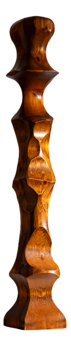 Minimalist Abstract Handcarved Sculpture, 1970s, Wood