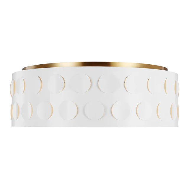 Kate Spade by Visual Comfort Studio Dottie Large Flush Mount, Burnished Brass For Sale