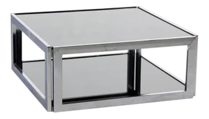 Mid-Century Modern Square Chrome & Smoked Glass Coffee Table