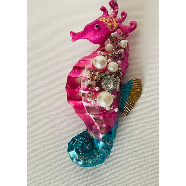 1970s 1970s Old World Christmas Ornaments 2 Sea Horses Handblown Glass For Sale - Image 5 of 7