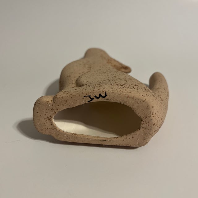 1980s 1980s Southwest Art Pottery Howling Coyote Wolf Pottery Bead Light Pink Glazed For Sale - Image 5 of 5