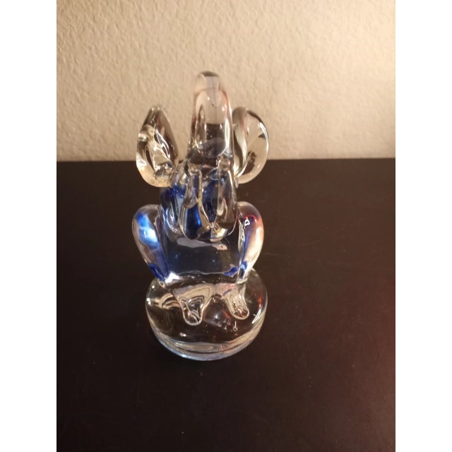 1980s Clear With Blue Hue Art Glass Trunk Up Elephant Figurine For Sale In Dallas - Image 6 of 7