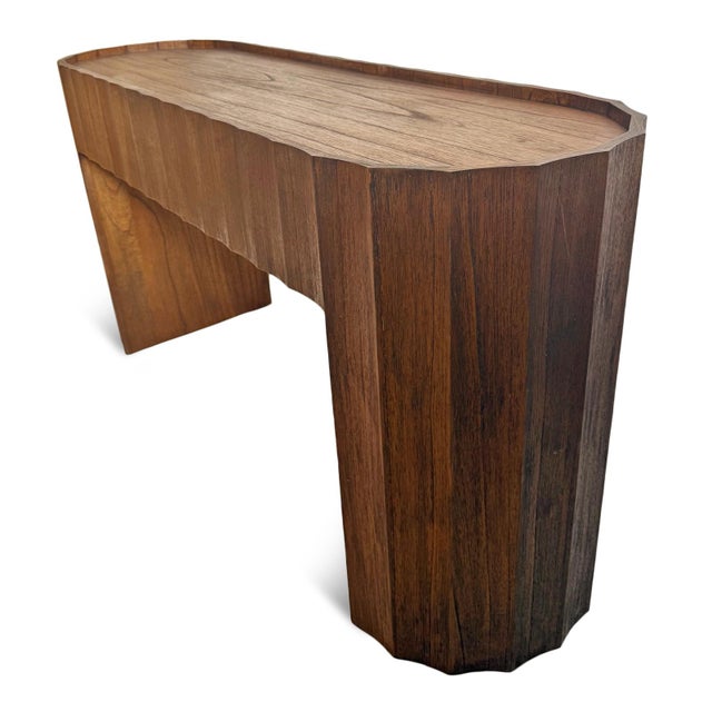 Scalloped Oval Wood Console Table For Sale - Image 10 of 12