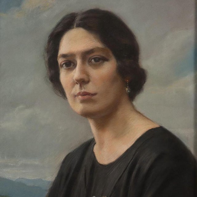 Piero Galanti, Portrait, 20th Century, Crayon on Cardboard, Framed For Sale - Image 3 of 10