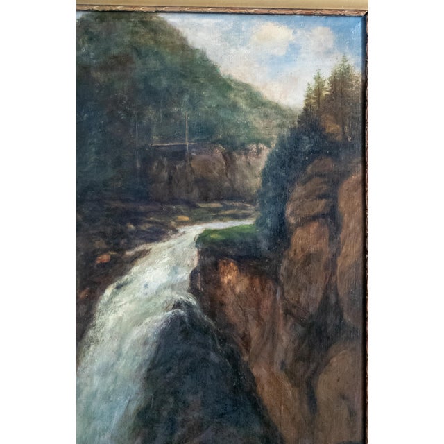 Early 20th Century Continental European Landscape Painting of Gollinger Waterfall Austria For Sale - Image 4 of 16