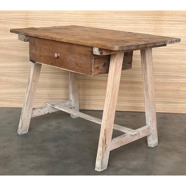 19th Century Spanish Baroque side or working table with drawer