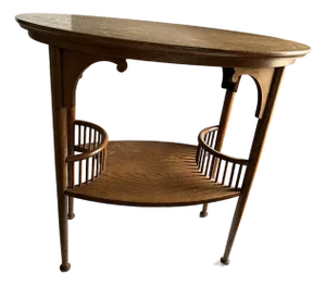 Antique Oval Occasional Table With Lower Shelf and Spindle Rail