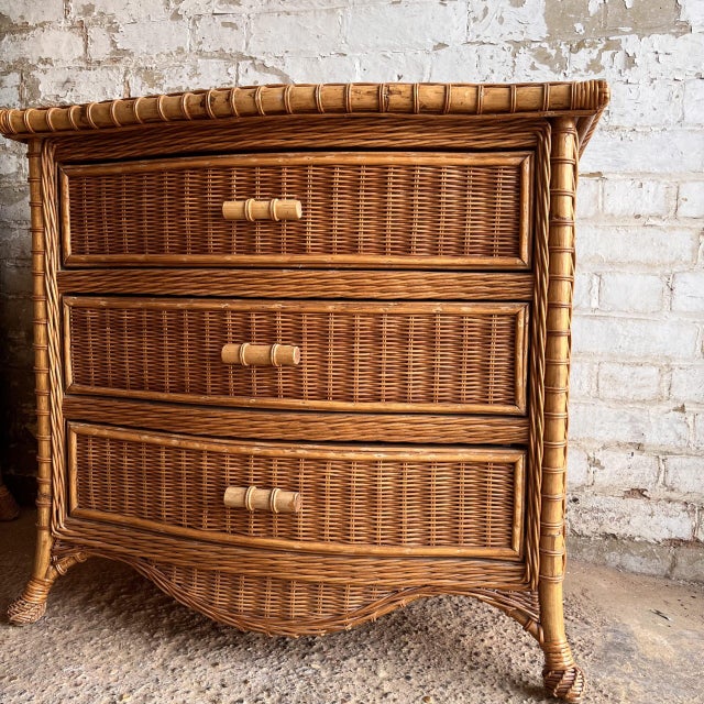 Wood Vintage Wicker Serpentine Chest of Drawers For Sale - Image 7 of 10