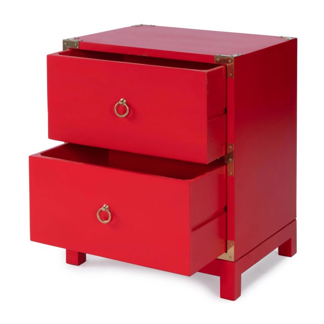 Spritely Home Accent Furniture Ardennes Campaign End Table, Red For Sale - Image 4 of 9