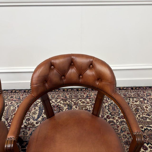 Brown English Desk Chairs, Set of 2 For Sale - Image 8 of 10