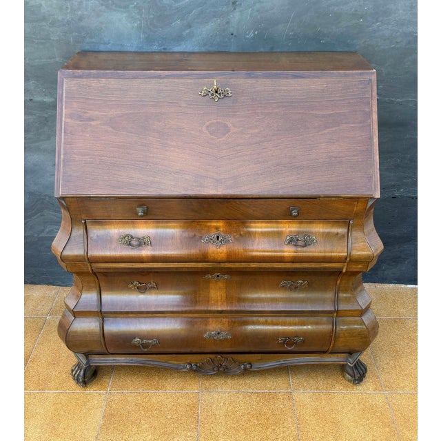 Baroque Style Bombe Secretary Desk, Mid-20th Century For Sale - Image 15 of 16
