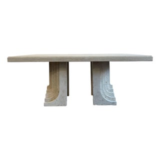 Vintage 1970s Travertine Table in the Manner of Carlo Scarpa For Sale