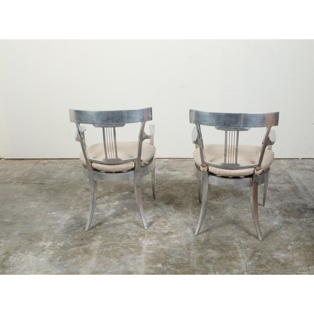 Metal Vintage Pair of Mid-Century Steel Armchairs with Custom Cushion and Saber Legs For Sale - Image 7 of 11