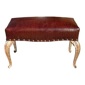 French Art Deco Style Gilded Palm Leaf Bench by Randy Esada Designs