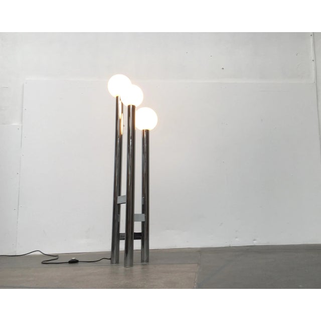 Vintage German Space Age Glass & Metal Floor Lamp, 1970s For Sale - Image 10 of 18