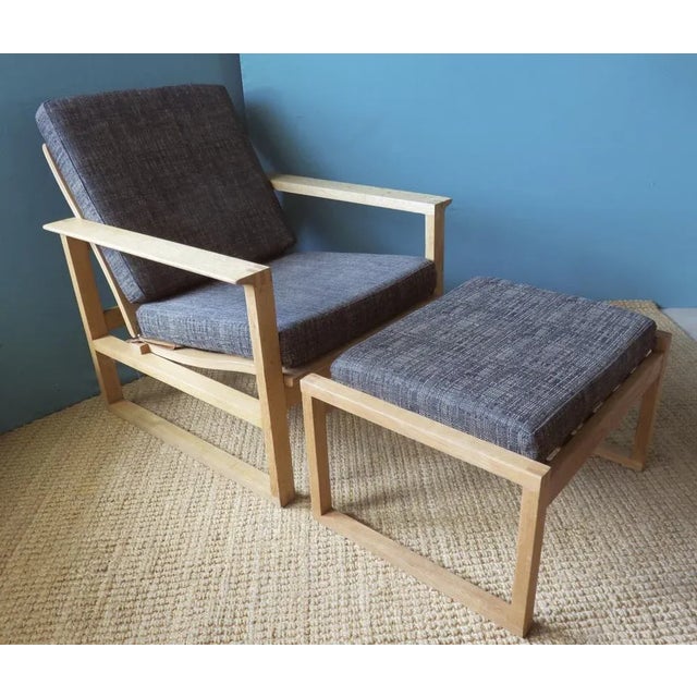 Set of Danish Lounge Chair and Ottoman in Light Oak by Børge Mogensen, 1965, in Very Good conditions. Designed 1950 to...