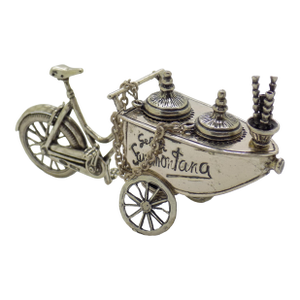 Vintage Italian Handmade Genuine Silver Large Italian Ice Cream Cart Figurine, Made in Tuscany (Arezzo) Exclusive Sammontana Gelati Italian Brand