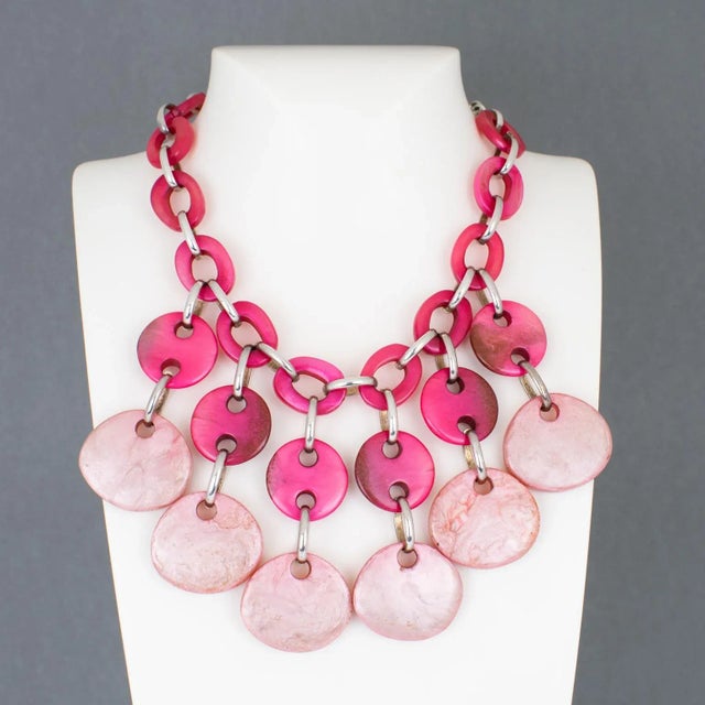Contemporary Dominique Denaive Paris Pink Resin Choker Necklace With Charms For Sale - Image 3 of 12
