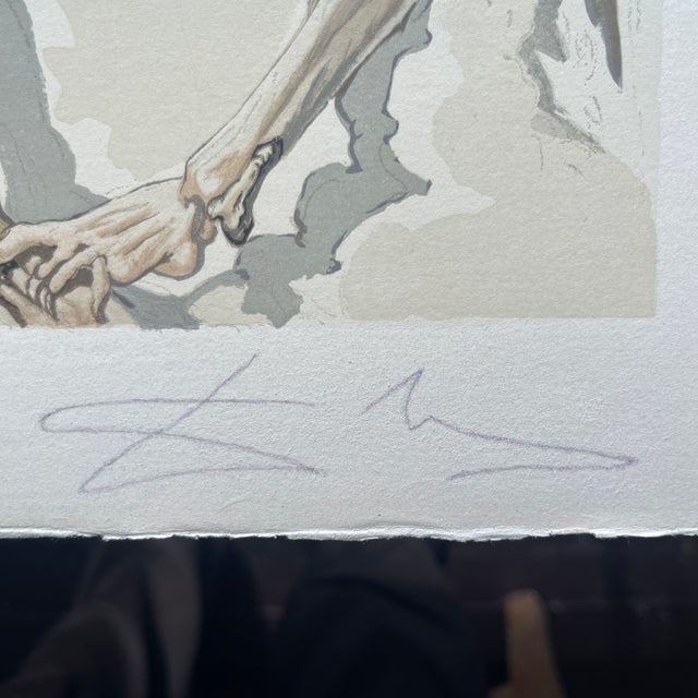 Beige 1960s “Fallen Angel by Salvador Dali. Hand Signed in Purple as Dali Custom Woodcut, 13 X 10 1/4 In. Print, Framed 22x17 3/4x1 1/2in., 1960 Orig., Fran For Sale - Image 8 of 12