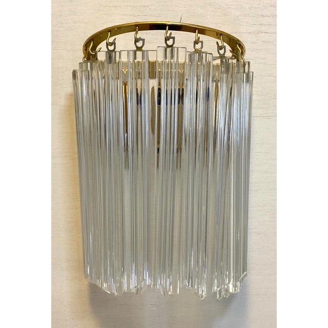 Mid-Century Modern Set of Four Venini Murano Glass and Brass Wall Sconces, Mid-Century Modern For Sale - Image 3 of 8