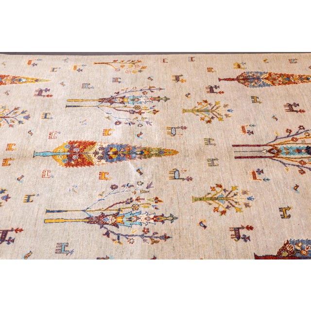 Textile Contemporary Gabbeh Rug 5'6'' X 7'7'' For Sale - Image 7 of 11
