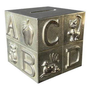 Mid Century Silver Plated Child’s ABC's Alphabet Bank