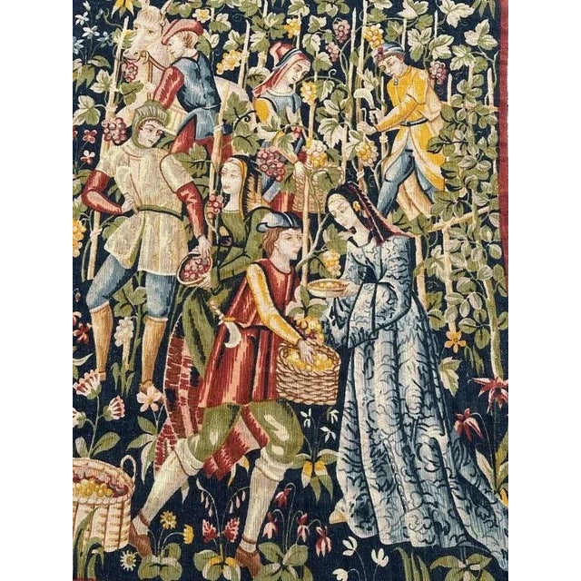 Discover the elegance of this mid-century French screen printed by hand tapestry featuring an alteration from the...
