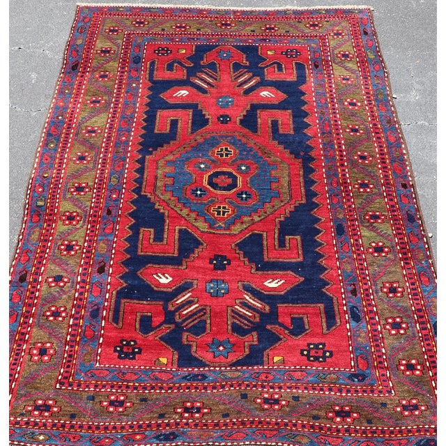 Early 20th Century Antique Caucasian Kazak Rug With Bold Geometric Tribal Medallion Design For Sale - Image 5 of 16