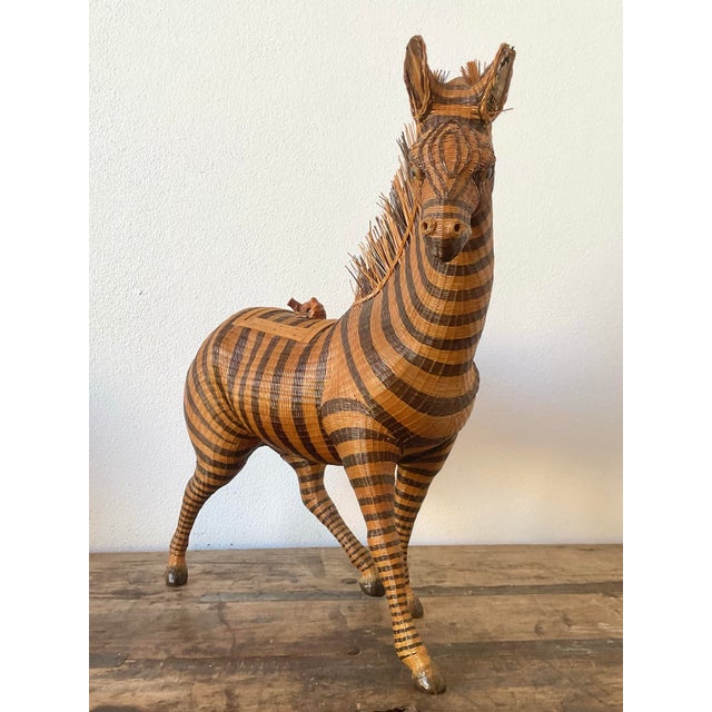 Vintage Shanghai Weave Zebra Basket For Sale - Image 11 of 12