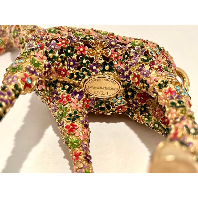 Metal Jay Strongwater Goodwin Mille Fiori Giraffe Figurine Limited Edition 115/350 Swarovski Crystal Enamel 14k Gold Finish Pewter Luxury Collectible Decor For Sale - Image 7 of 8