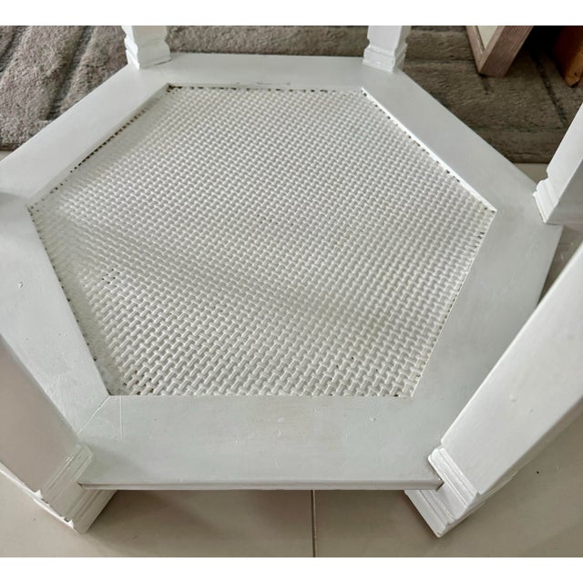 1960s 1960’s Vintage Hexagonal White Side Table For Sale - Image 5 of 5