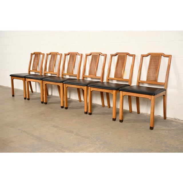 Henredon Style Mid-Century Hollywood Regency Carved Walnut and Cane Dining Chairs, Set of Six For Sale - Image 15 of 15