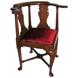 Antique English or American Queen Anne Walnut Corner Chair Circa 1730