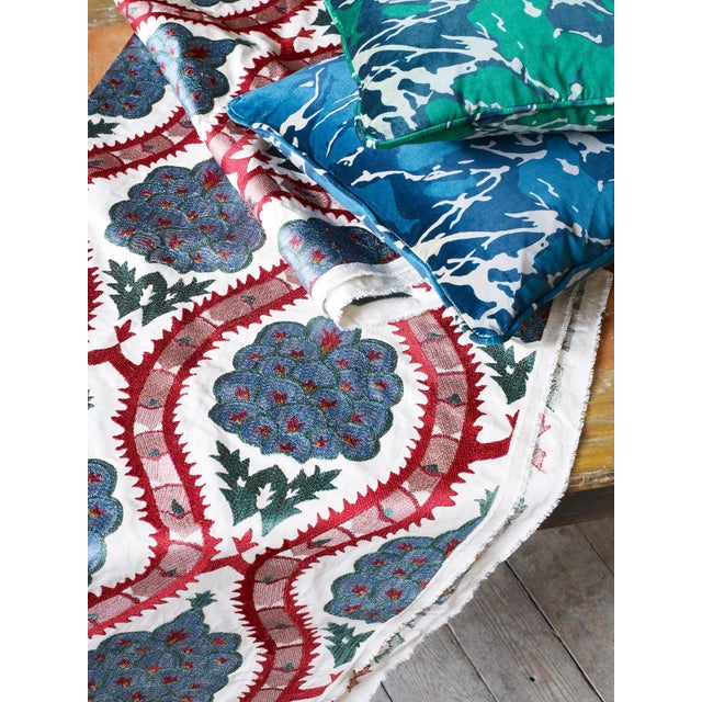 Traditional Zoffany Anar Trellis Fabric in Serpentine/Crimson - a Sample For Sale - Image 3 of 3