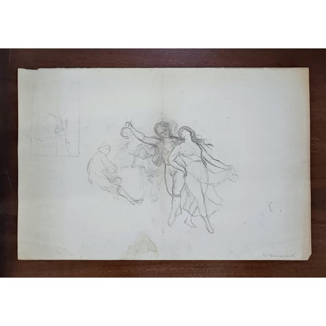 Guglielmo Innocenti, La danse, Crayon on Paper, in Good conditions. Designed 1890 to 1919 This piece has an attribution...