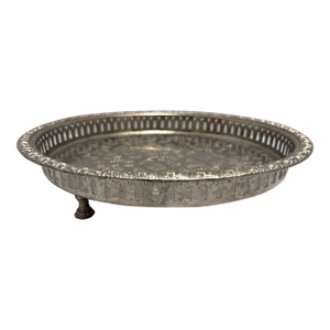 Vintage Etched Moroccan Silver Tea Tray, Accent Tray