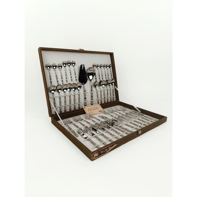 Vintage Dessert Cutlery in Silver-Plated Faux Bamboo, Italy, 1960s, Set of 51 For Sale - Image 16 of 18