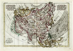 Attractive Antique Map of Asia with Borders Hand-Coloured, 1780
