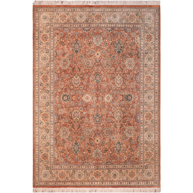 Shabby Chic Pak-Persian Orange/Tan Wool Rug - 8'0'' X 10'1'' For Sale - Image 9 of 9