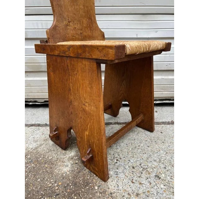 Antique American Rustic Solid Tiger Oak Dining Chairs. Late 19th century - early 20th century Solid wood with rush seat....